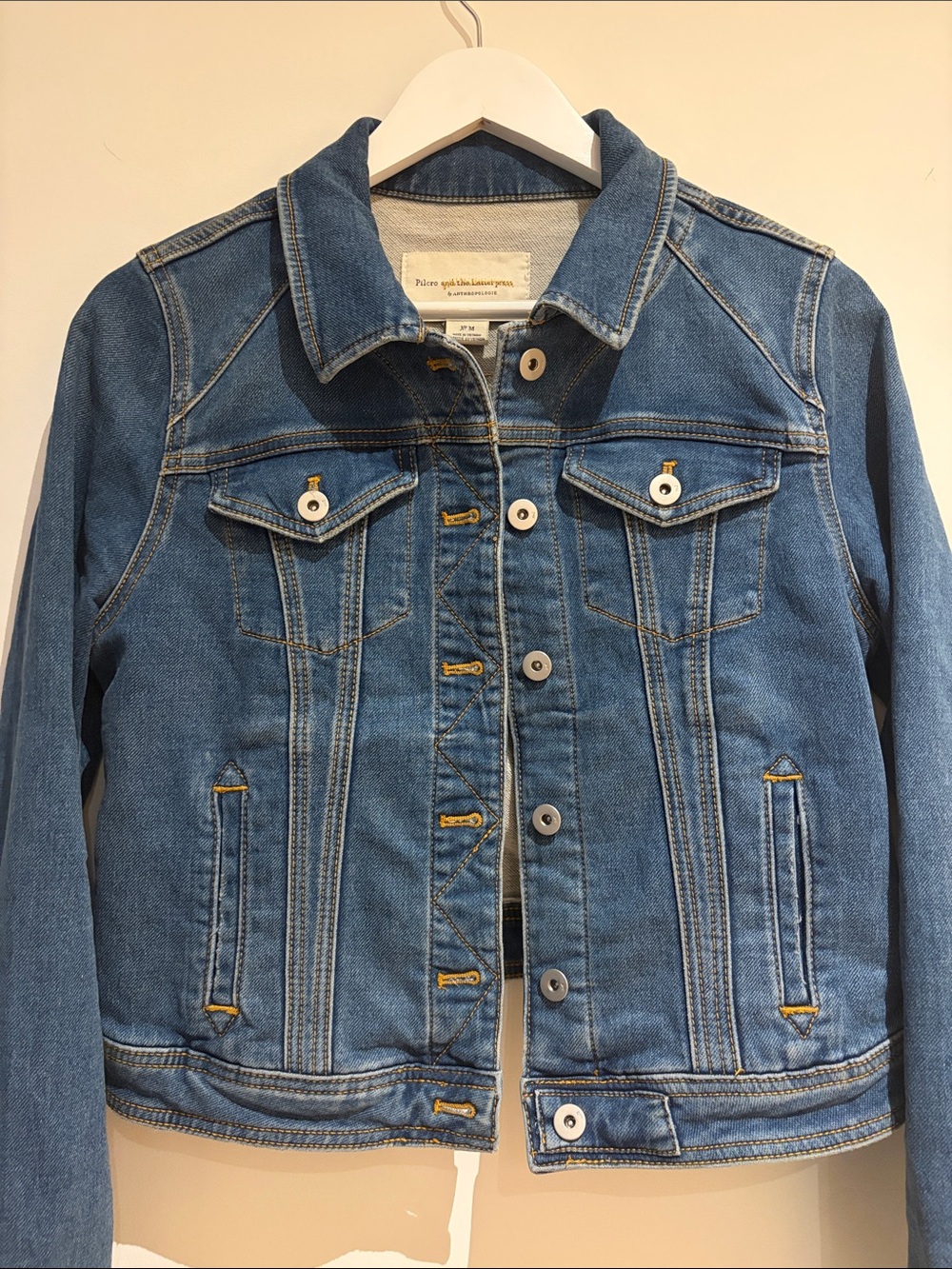 Anthropologie Classic Blue Denim Jean Jacket (size: M)